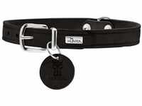 HUNTER AALBORG Hundehalsband, Leder, schlicht, robust, komfortabel, 47 (S-M), schwarz