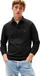 Tommy Hilfiger Herren Poloshirt Langarm Regular Fit mit Knopfleiste, Schwarz (Black),