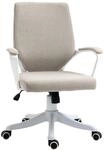 Vinsetto B&uuml;rostuhl H&ouml;henverstellbarer Drehstuhl mit Armlehne Beige+Wei&szlig; 