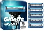 Gillette Mach3 Turbo Rasierklingen, 5 Ersatzklingen f&uuml;r Nassrasierer Herren mit