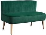HOMCOM Sofa 2 Sitzer Couch mit Samt-Optik Dunkelgr&uuml;n 117 x 56,5 x 77 cm