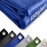 Jago&reg; Abdeckplane - 650 g/m&sup2;, Wasserdicht & Rei&szlig;fest, Aluminium&ouml;sen, Blau, 2 x 3