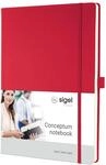 SIGEL CO645 Premium Notizbuch A4 liniert rot, Hardcover, 194 nummerierte Seiten,