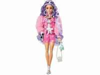 Barbie Extra, lila Haaren und rosa Denim-Outfit, Bulldogge mit Hut,...