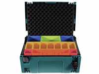 Makita MAKPAC 2 Systemkoffer + Boxeneinsatz mit farbigen Boxen P-83652 +