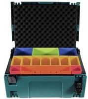 Makita MAKPAC 2 Systemkoffer + Boxeneinsatz mit farbigen Boxen P-83652 +