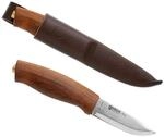 Helle G&uuml;rtelmesser Skog, Dreilagenstahl, Buchenholzgriff, Lederscheide, NR83,