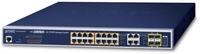 Planet 16-Port 10/100/1000T 802.3at PoE + 4-Port Gigabit