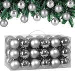 DEUBA Weihnachtskugeln 54er Set &Oslash; 6 cm aus Kunststoff Silber | 54 Kugeln mit