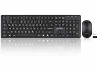 Perixx PERIDUO Kabellose Standard Tastatur und Maus Desktop-Set mit großen