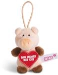 NICI 44867 Anh&auml;nger Schwein mit Spruch Bin Immer bei dir 8cm mit Loop, Rosa/Braun