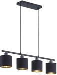 Reality Leuchten Tommy R30334079 Pendelleuchte, Metall Schwarz Matt, Stoffschirm,