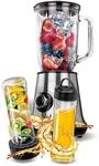 MPM Standmixer 450 W mit 1 L Glasbeh&auml;lter und 2 To-Go-Flaschen | Smoothie...