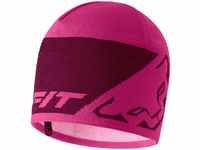 DYNAFIT Leopard Logo Beanie Pink - Klassische warme Mütze mit eingenähtem