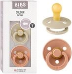 BIBS Colour Schnuller, 0-6 Monate, 2er-Pack, Runder Sauger, Vanilla/Peach 