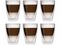 Filosa® Latte Macchiato Gläser doppelwandig (6x 280ml), Espresso Gläser,