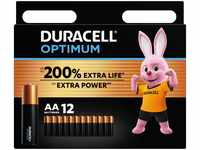 Duracell Optimum Batterien AA, 12 Stück, bis zu 200% zusätzliche Lebensdauer oder