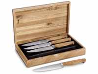 SPRINGLANE Steakmesser-Set, 4 Stück mit edlen Olivenholz-Griffen, Besteck-Set...