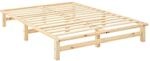 Homestyle4u Palettenbett 140x200 Holzbett mit Lattenrost, Kiefer Massiv