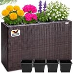 Casaria&reg; Blumenkasten 4 Innent&ouml;pfe Polyrattan Herausnehmbar Wasserablauf Outdoor