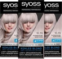 Syoss Color Coloration 10_55 Platinum Blond Aufheller Stufe 3 (3 x 115 ml), Haarfarbe