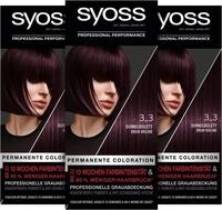 Syoss Color Coloration 3_3 Dunkelviolett Stufe 3 (3 x 115 ml), permanente...
