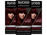 Syoss Color Coloration 4_22 Leuchtendes Rot Stufe 3 (3 x 115 ml), permanente