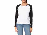 Urban Classics Damen Ladies Contrast Raglan Longsleeve T-Shirt, White/Black, XXL