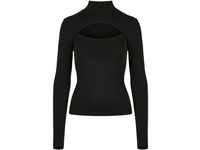 Urban Classics Damen Ladies Cut-Out Turtleneck Longsleeve T-Shirt, Black, S