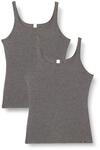 Skiny Damen Advantage Cotton Tank Top 2er Pack Unterhemd, Grau (Anthra Melange 9599),