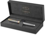 Parker Sonnet F&uuml;ller | Chiselled Silver mit Goldzierteilen | F&uuml;llfederhalter mit