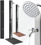 Arebos Solardusche 35L & Bodenelement Anthrazit | inklusive Abdeckhaube | mit