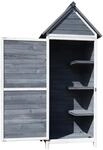 Wiltec Gartenschrank aus Holz grau 77x53x179cm mit T&uuml;r, Satteldach und