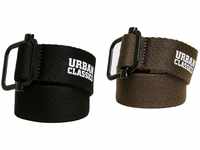 Urban Classics Unisex TB4294-Industrial Canvas Belt 2-Pack Gürtel, Black/Olive, L/XL