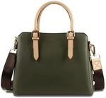 bugatti Ella Handtasche f&uuml;r Damen, Bowling Bag mittelgro&szlig; aus Kunstleder, olive