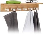Relaxdays Handtuchhalter Bambus HxBxT: 10 x 50 x 9 cm Wandhandtuchhalter 6 Haken Holz