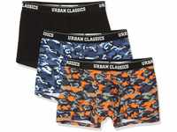 Urban Classics Herren Boxer Shorts 3-Pack Unterhosen Unterwäsche, Blue camo/orange