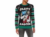 Urban Classics Unisex Savior Christmas Sweater Sweatshirts, Black/x-masgreen, XXL