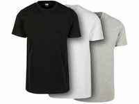 Urban Classics Herren Basic Tee 3-Pack T-Shirt, Mehrfarbig (Black/White/Grey 01563),