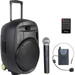 PORT15VHF-MKII - IBIZA - Tragbarer Lautsprecher 15"/800W MAX mit 2 Mikrofonen (VHF),