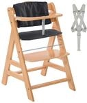 hauck Alpha+ Hochstuhl Set mit Sitzkissen - Natural | Mitwachsender Holz