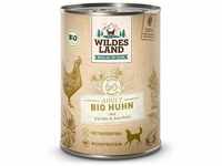 Wildes Land - Nassfutter für Hunde - Bio Huhn - 6 x 400 g -Getreidefrei - Extra