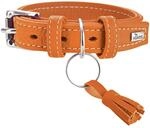 HUNTER CANNES Hundehalsband, Leder, Nappaleder, weich, edel, elegant, 35 (XS), orange