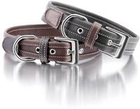 Knuffelwuff 13992-002 Weiches Lederhalsband Hund Hundehalsband Midpines, 30-37cm,