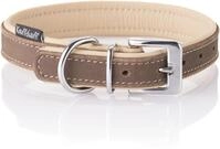 Knuffelwuff Weiches Nubuk Lederhalsband Hund Hundehalsband Orlando Braun/Beige L