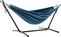 Vivere Doppel Baumwolle H&auml;ngematte mit H&auml;ngemattengestell 250 cm, Blue Lagoon