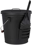 Relaxdays Ascheeimer mit Deckel und Schaufel, Stahl, Kohleeimer mit Henkel, 19 L,
