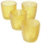 Boltze Windlicht Set Marilu 4-teilig (gelb, Deko-Gl&auml;ser f&uuml;r Kerzen /...