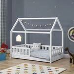 Juskys&reg; Kinderbett Marli 80 x 160 cm mit Rausfallschutz, Lattenrost und Dach -