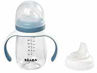 BÉABA - Trinklernbecher - 2 in 1 Babyflasche - Kindertasse mit Strohhalm - 100%